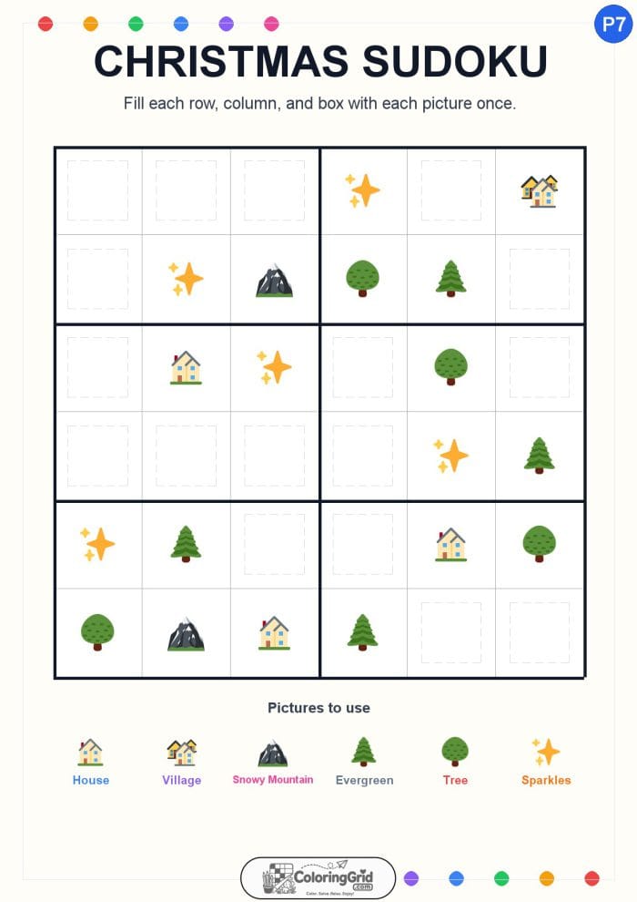 Christmas Sudoku 6x6 Puzzle 007