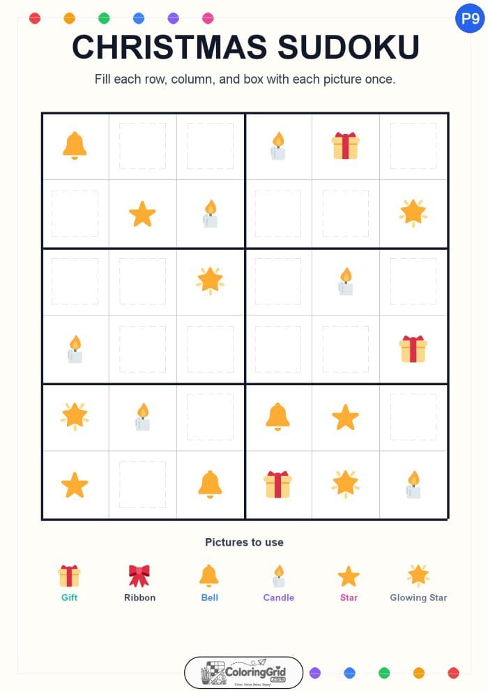 Christmas Sudoku 6x6 Puzzle 009