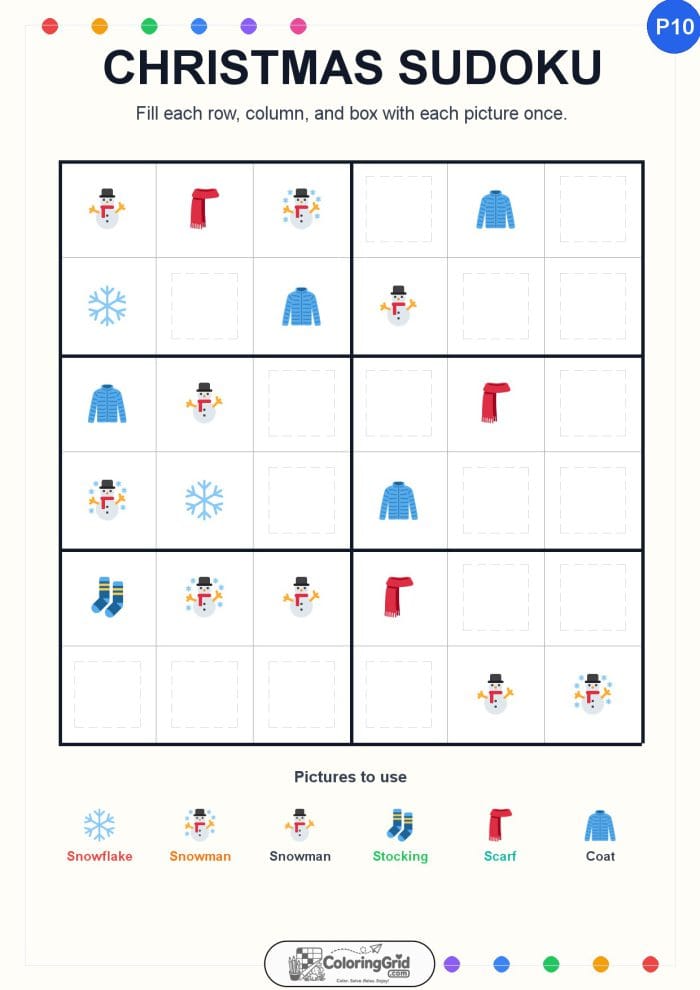 Christmas Sudoku 6x6 Puzzle 010