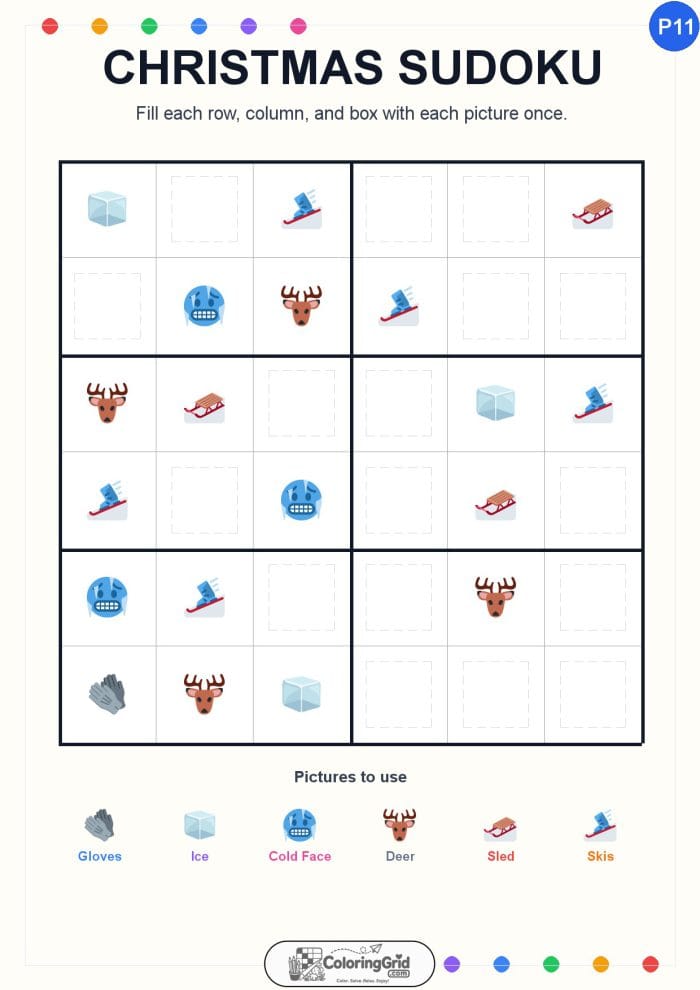 Christmas Sudoku 6x6 Puzzle 011