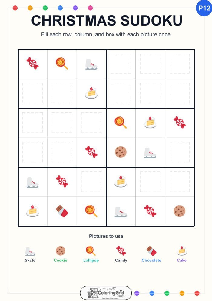 Christmas Sudoku 6x6 Puzzle 012