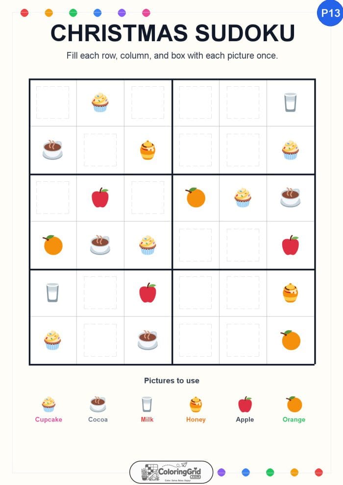 Christmas Sudoku 6x6 Puzzle 013