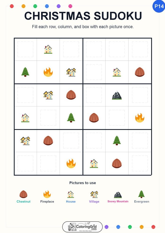 Christmas Sudoku 6x6 Puzzle 014