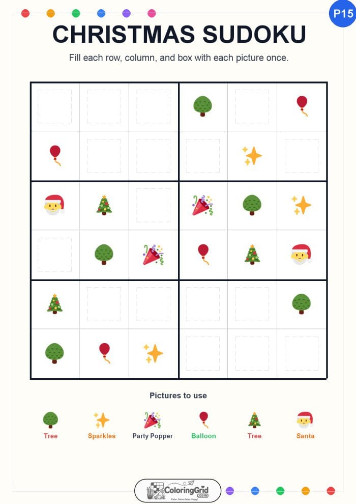 Christmas Sudoku 6x6 Puzzle 015