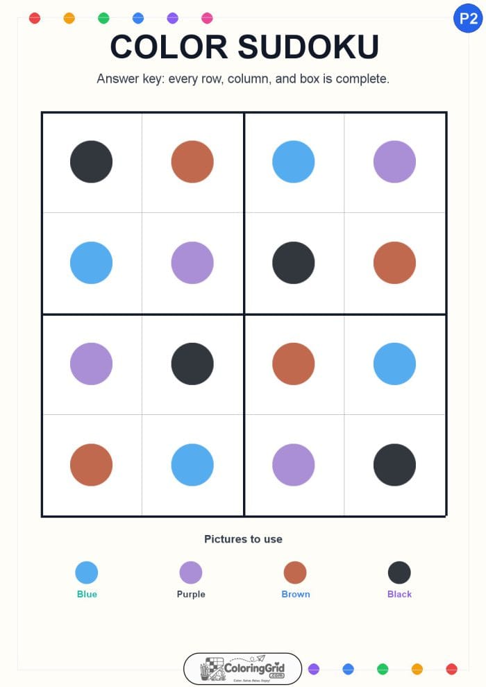 Color Sudoku 4x4 Puzzle 002 - ANSWER