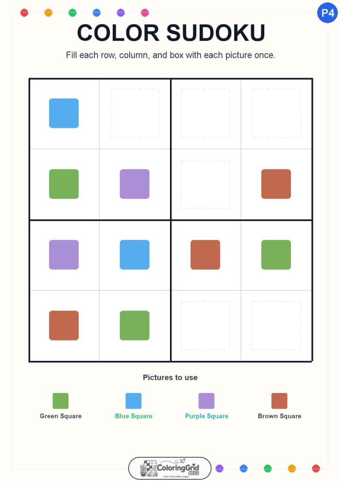 Color Sudoku 4x4 Puzzle 004