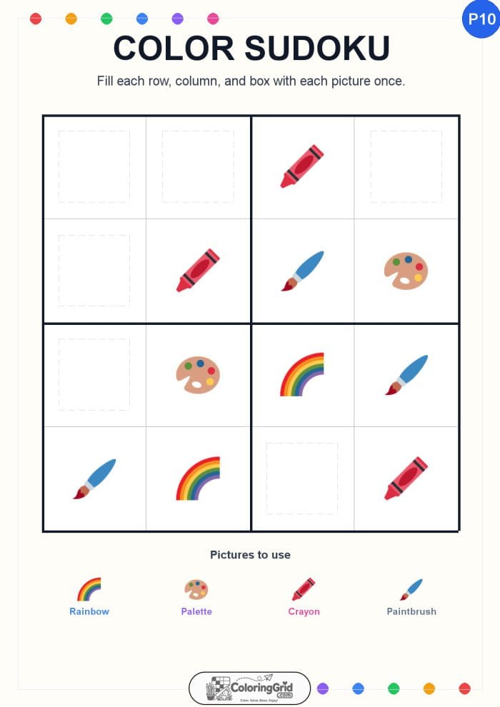 Color Sudoku 4x4 Puzzle 010