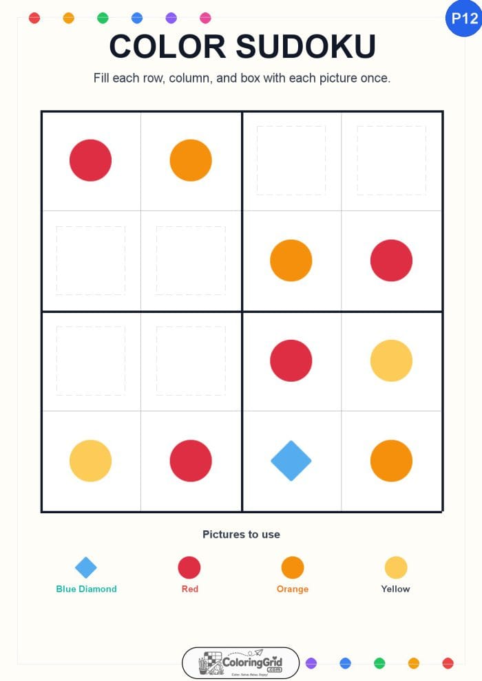 Color Sudoku 4x4 Puzzle 012