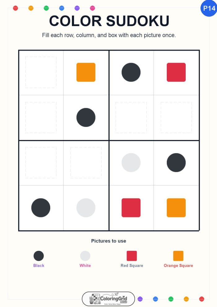 Color Sudoku 4x4 Puzzle 014