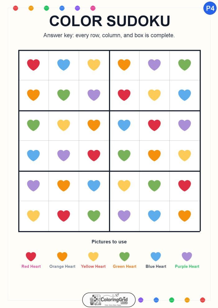 Color Sudoku 6x6 Puzzle 004 - ANSWER