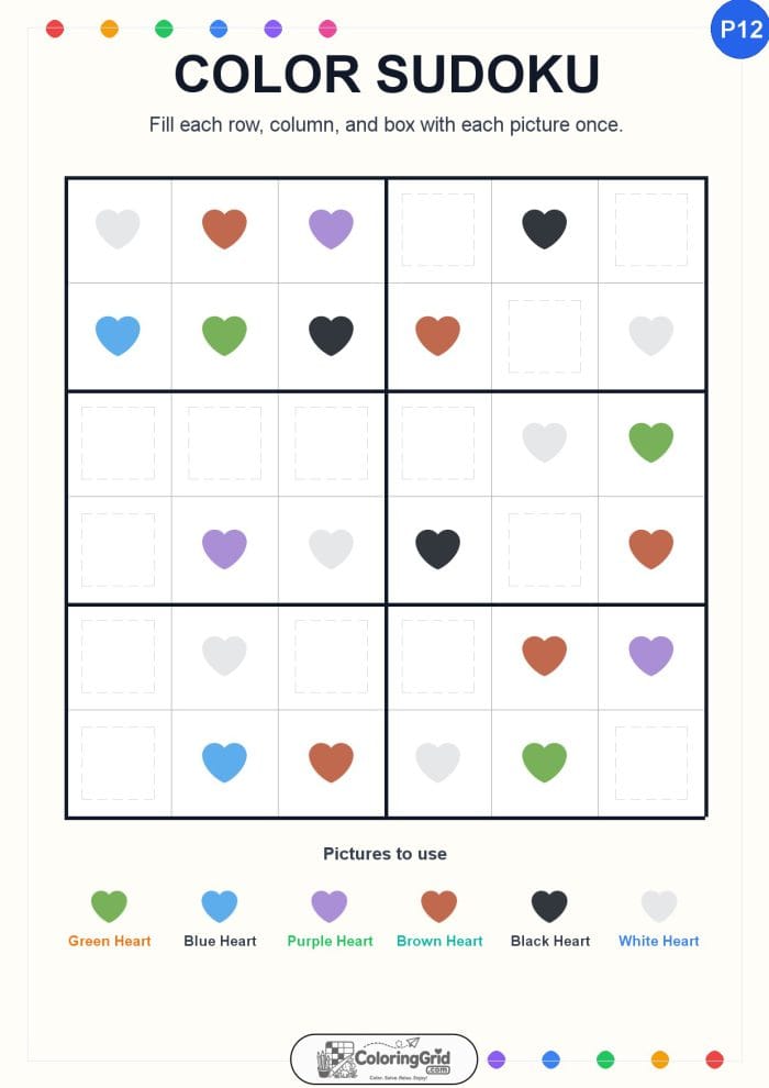 Color Sudoku 6x6 Puzzle 012