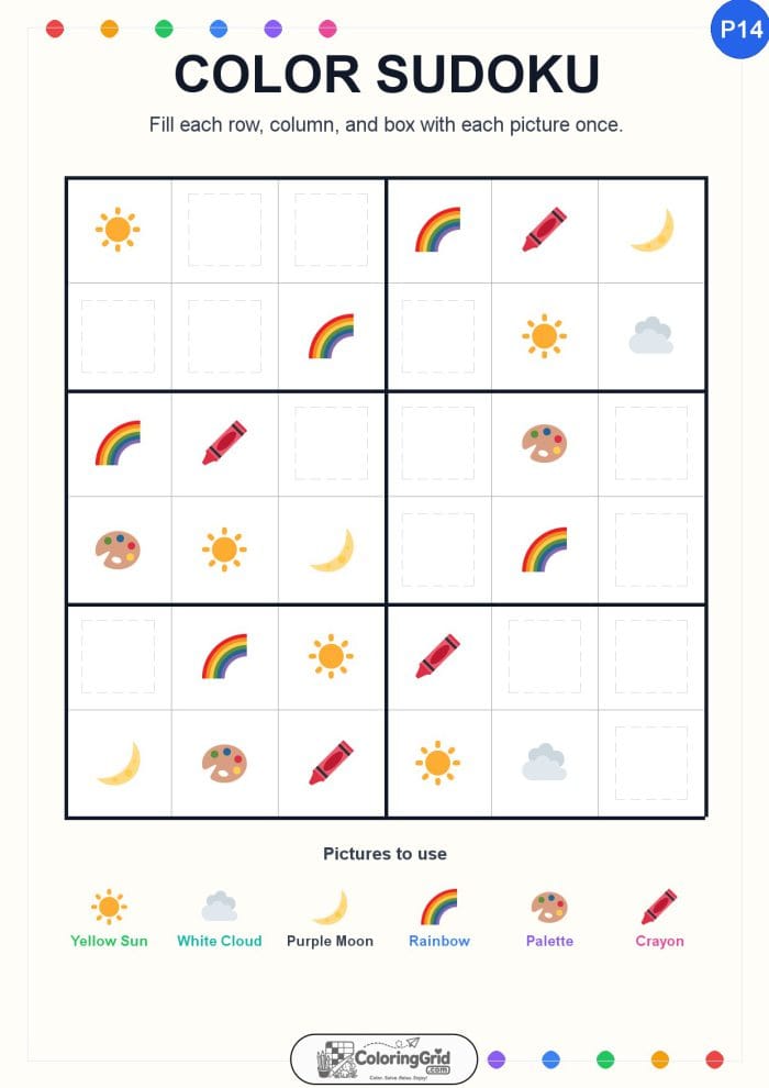 Color Sudoku 6x6 Puzzle 014