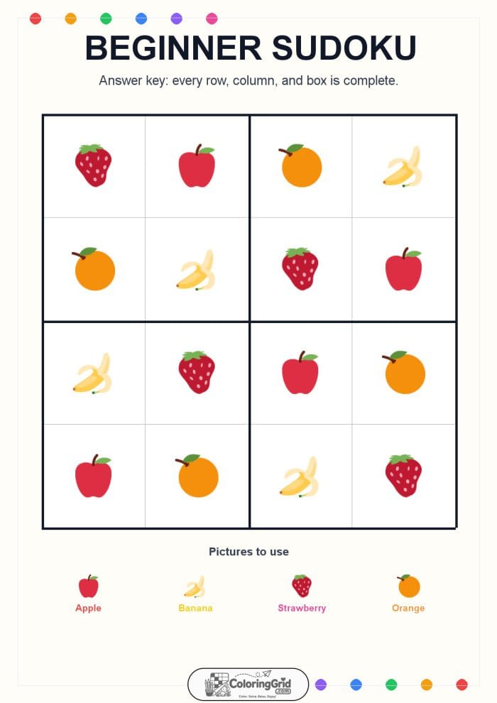 Beginner Sudoku 4x4 Puzzle 002 - ANSWER
