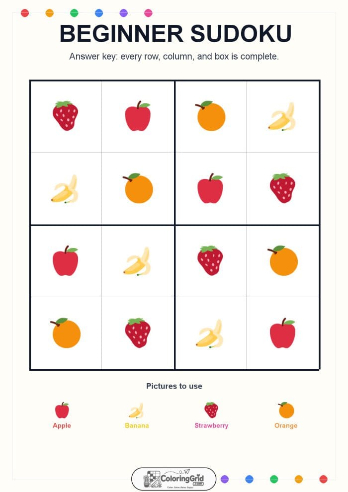 Beginner Sudoku 4x4 Puzzle 006 - ANSWER