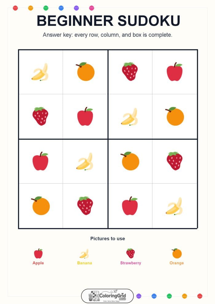 Beginner Sudoku 4x4 Puzzle 010 - ANSWER