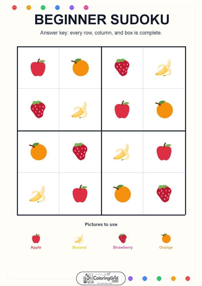 Beginner Sudoku 4x4 Puzzle 014 - ANSWER