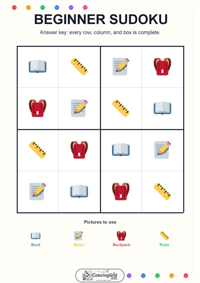 Beginner Sudoku 4x4 Puzzle 004 - ANSWER
