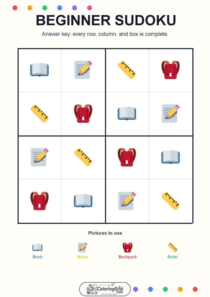 Beginner Sudoku 4x4 Puzzle 008 - ANSWER