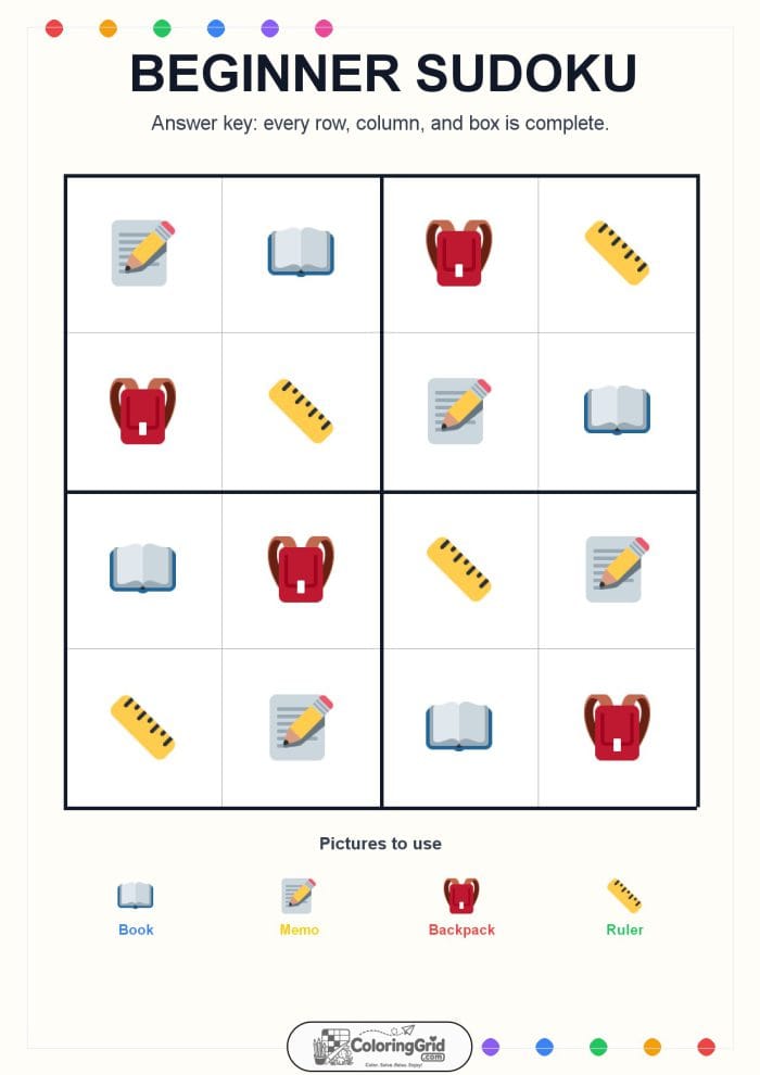 Beginner Sudoku 4x4 Puzzle 024 - ANSWER