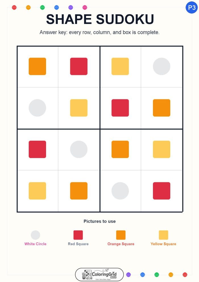 Shape Sudoku 4x4 Puzzle 003 - ANSWER