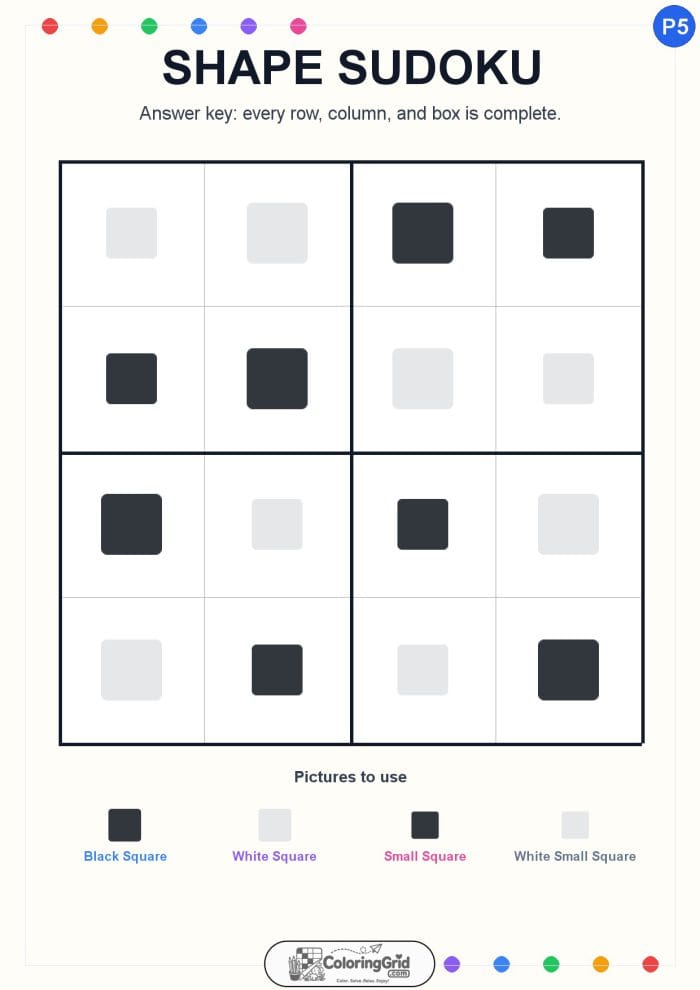 Shape Sudoku 4x4 Puzzle 005 - ANSWER