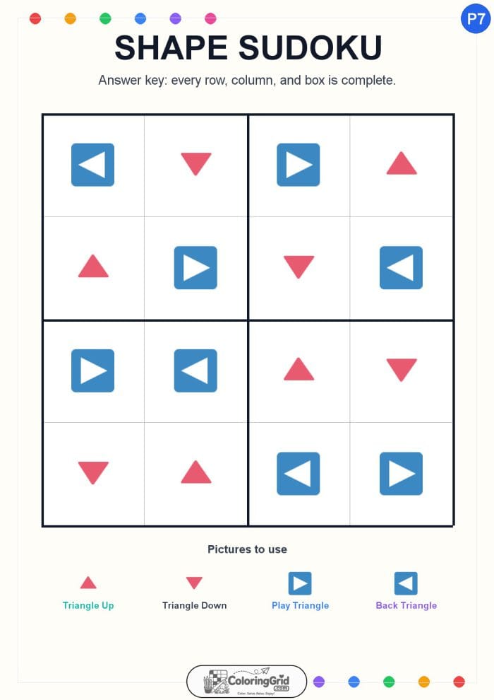Shape Sudoku 4x4 Puzzle 007 - ANSWER