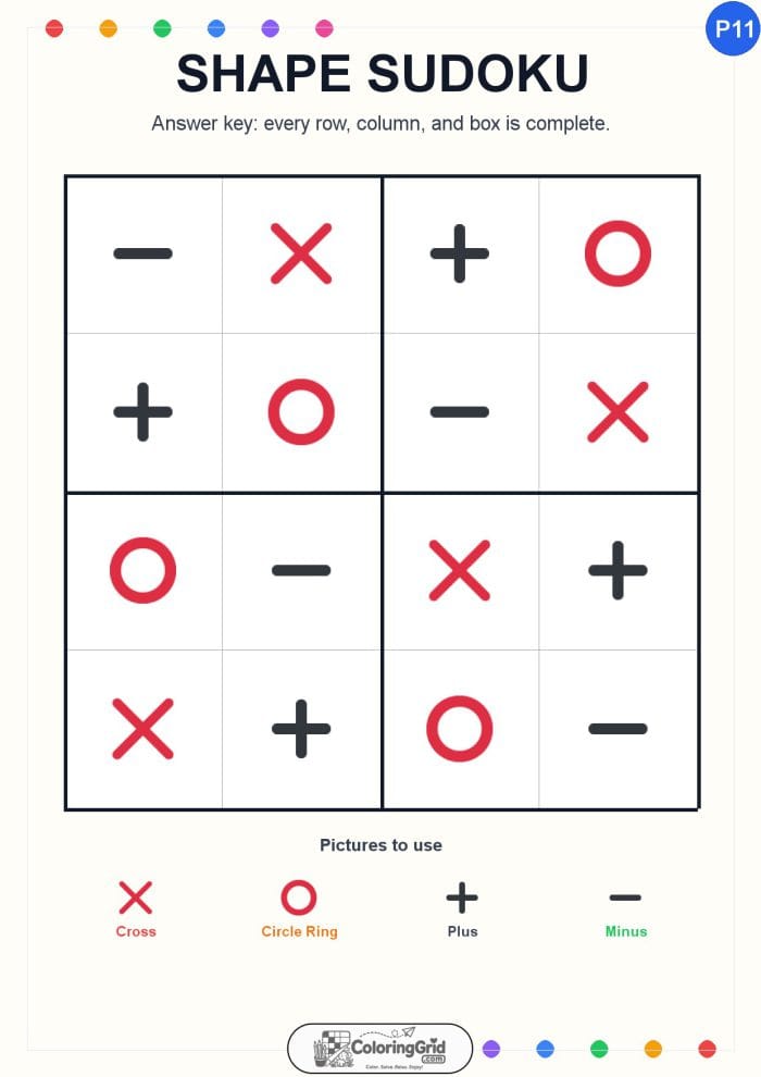 Shape Sudoku 4x4 Puzzle 011 - ANSWER