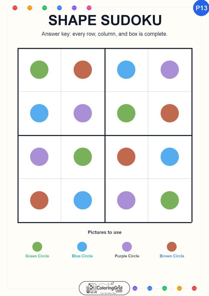 Shape Sudoku 4x4 Puzzle 013 - ANSWER