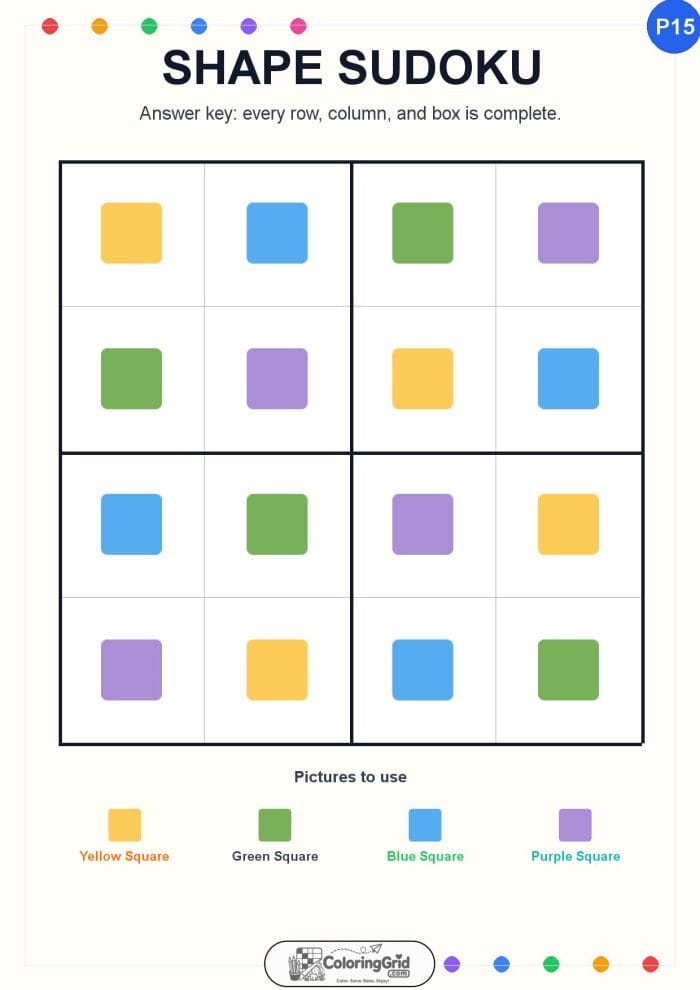 Shape Sudoku 4x4 Puzzle 015 - ANSWER