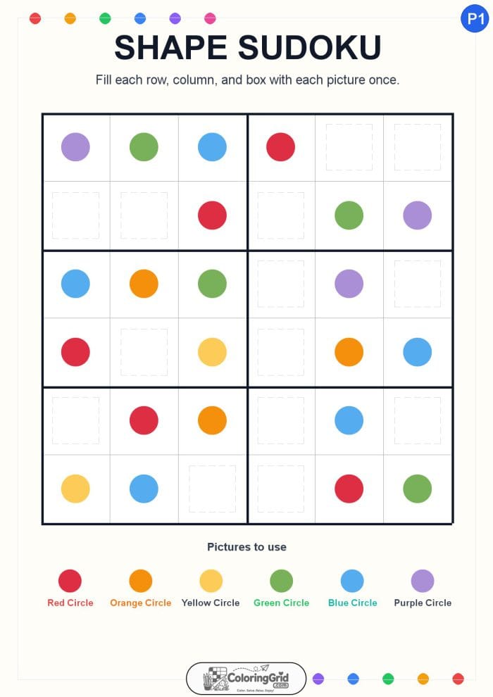 Shape Sudoku 6x6 Puzzle 001