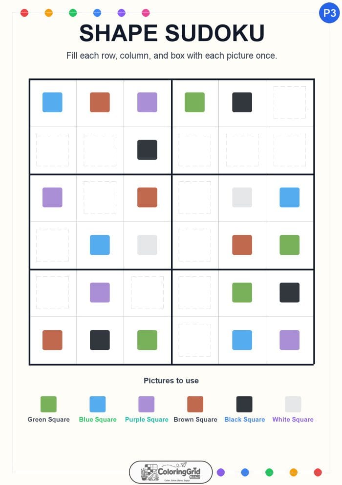 Shape Sudoku 6x6 Puzzle 003