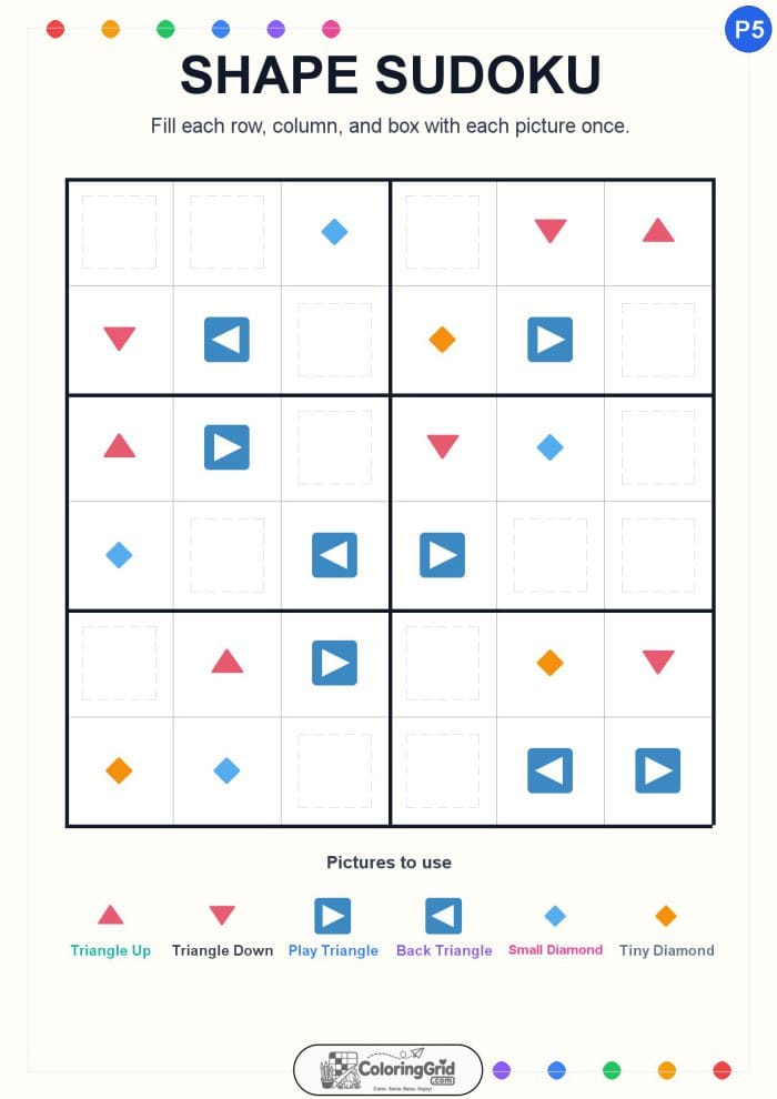 Shape Sudoku 6x6 Puzzle 005