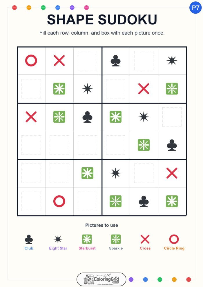 Shape Sudoku 6x6 Puzzle 007