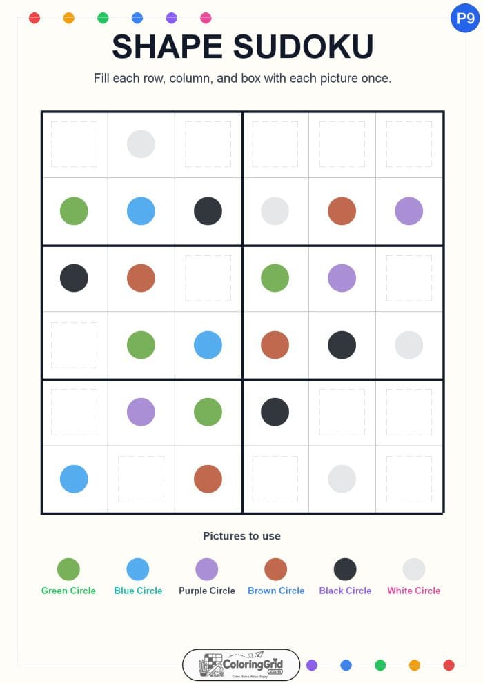 Shape Sudoku 6x6 Puzzle 009
