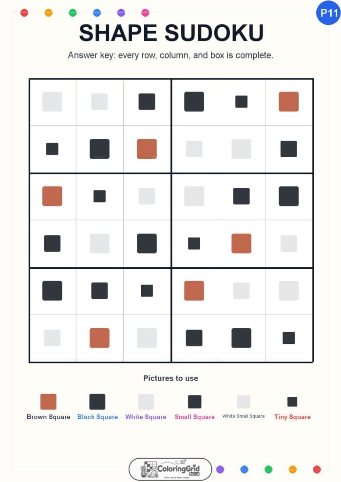 Shape Sudoku 6x6 Puzzle 011 - ANSWER