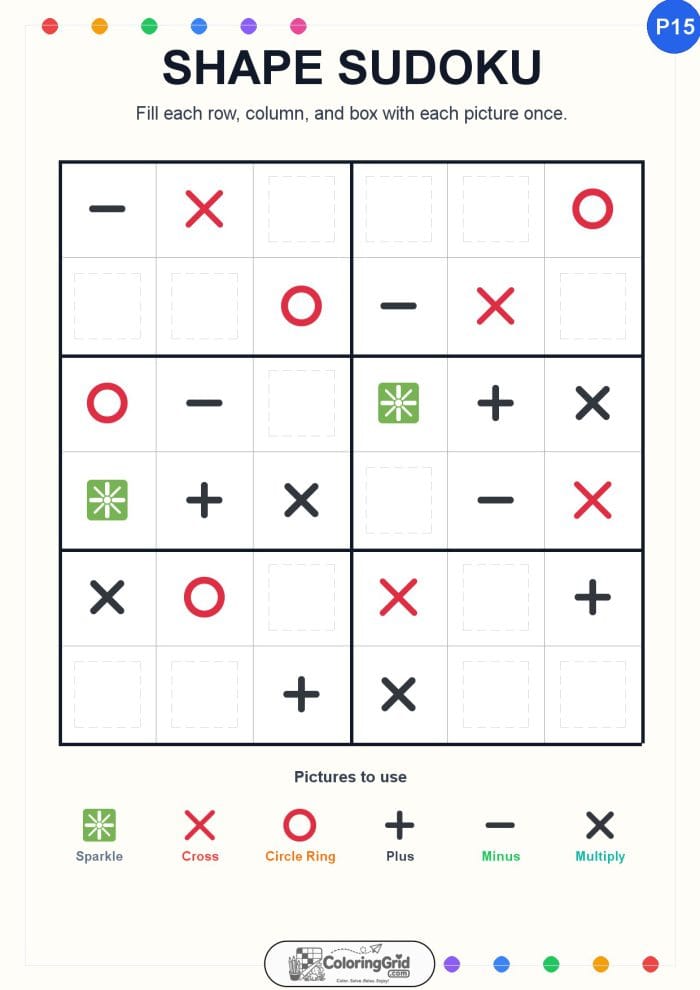 Shape Sudoku 6x6 Puzzle 015