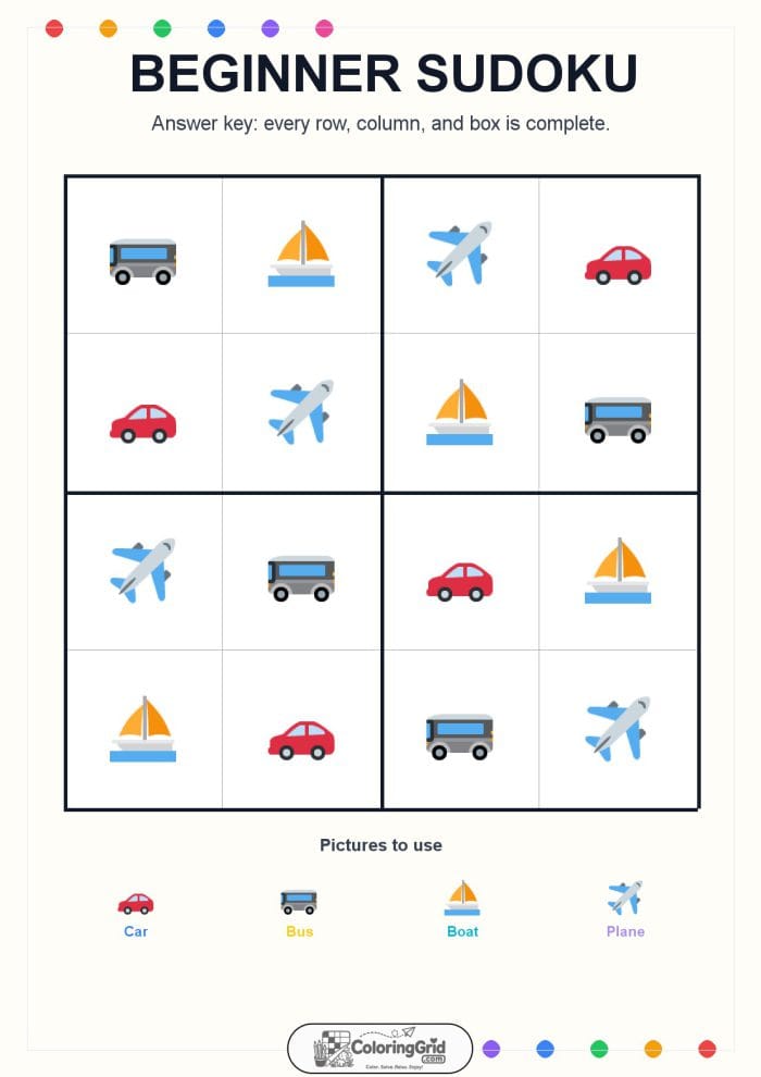 Beginner Sudoku 4x4 Puzzle 003 - ANSWER