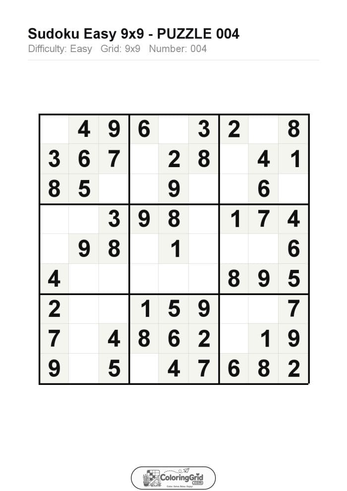 Sudoku EASY 9x9 Puzzle 004