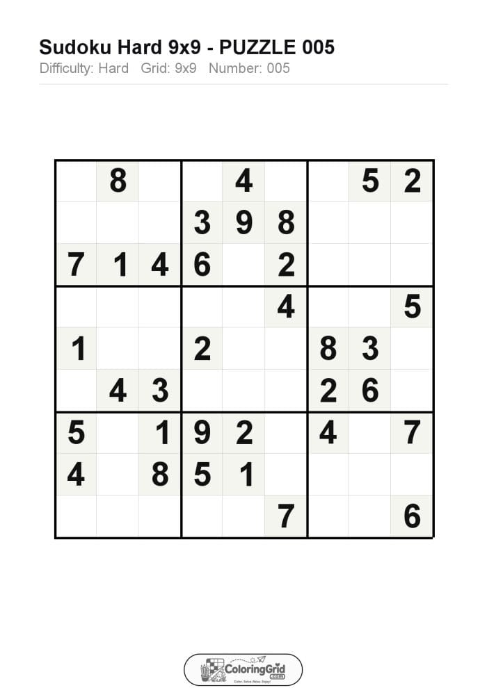 Sudoku HARD 9x9 Puzzle 005
