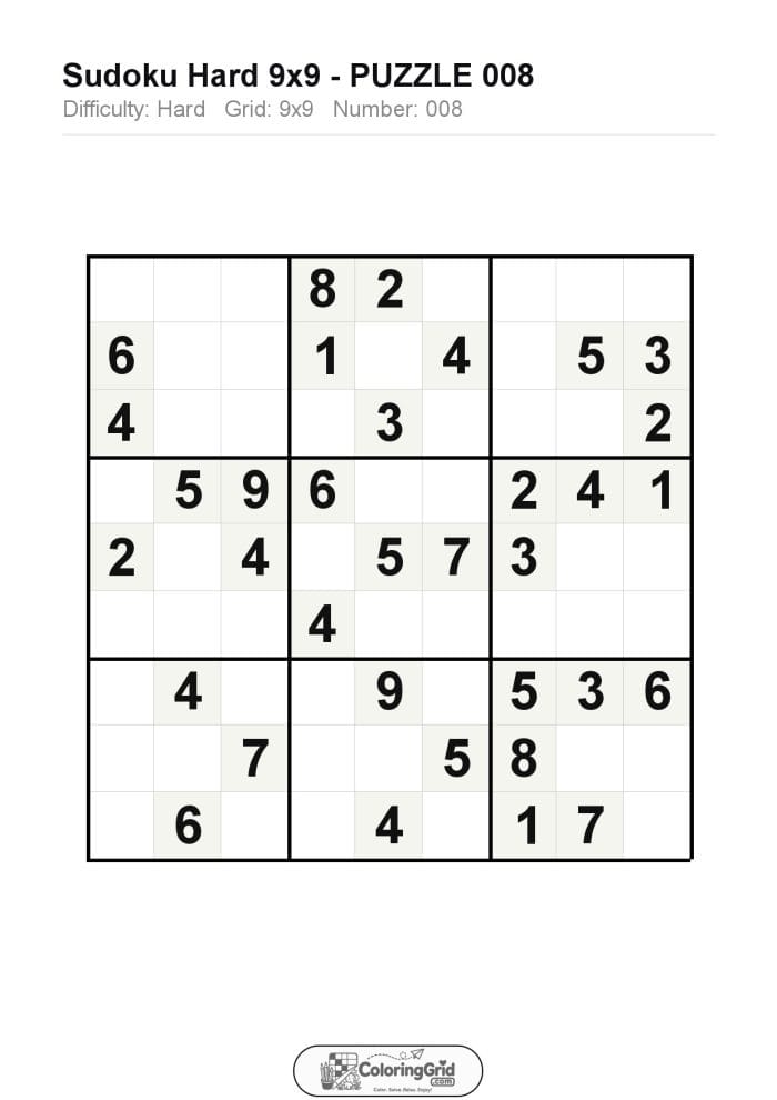 Sudoku HARD 9x9 Puzzle 008