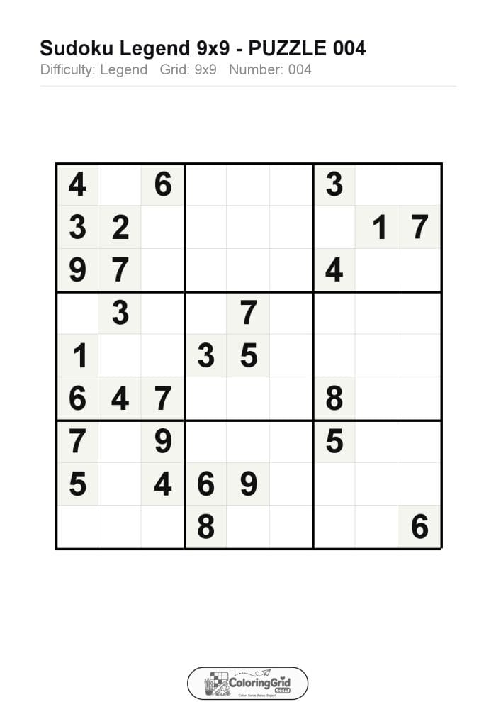 Sudoku LEGEND 9x9 Puzzle 004