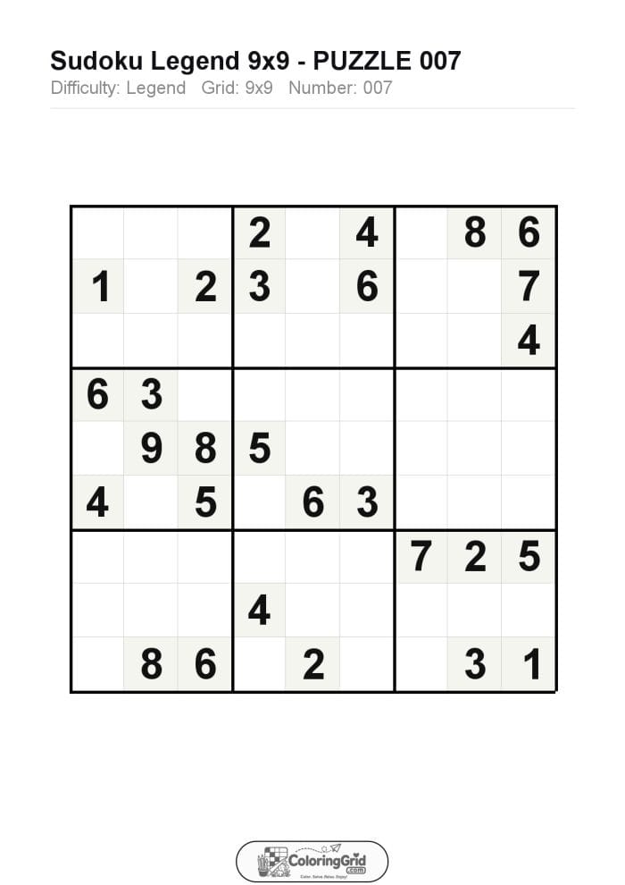 Sudoku LEGEND 9x9 Puzzle 007