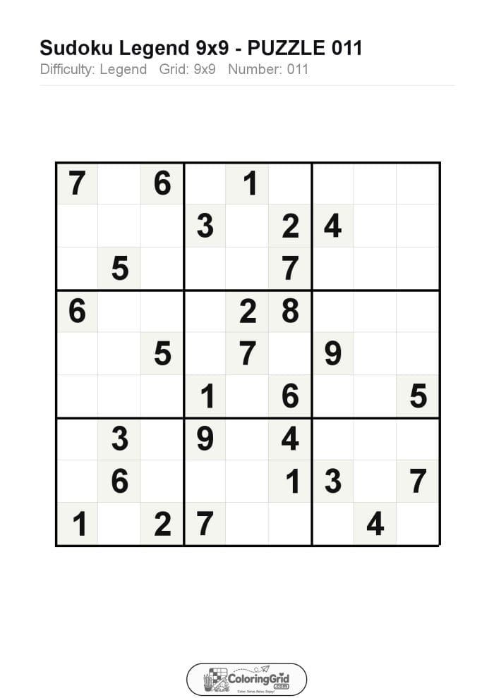 Sudoku LEGEND 9x9 Puzzle 011