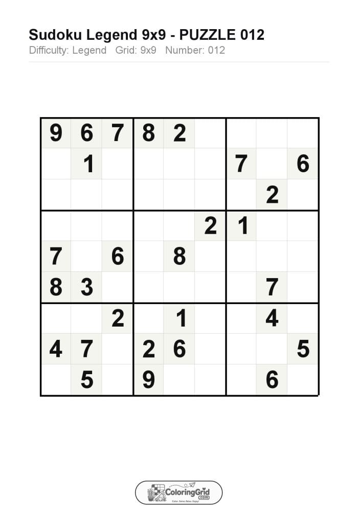 Sudoku LEGEND 9x9 Puzzle 012