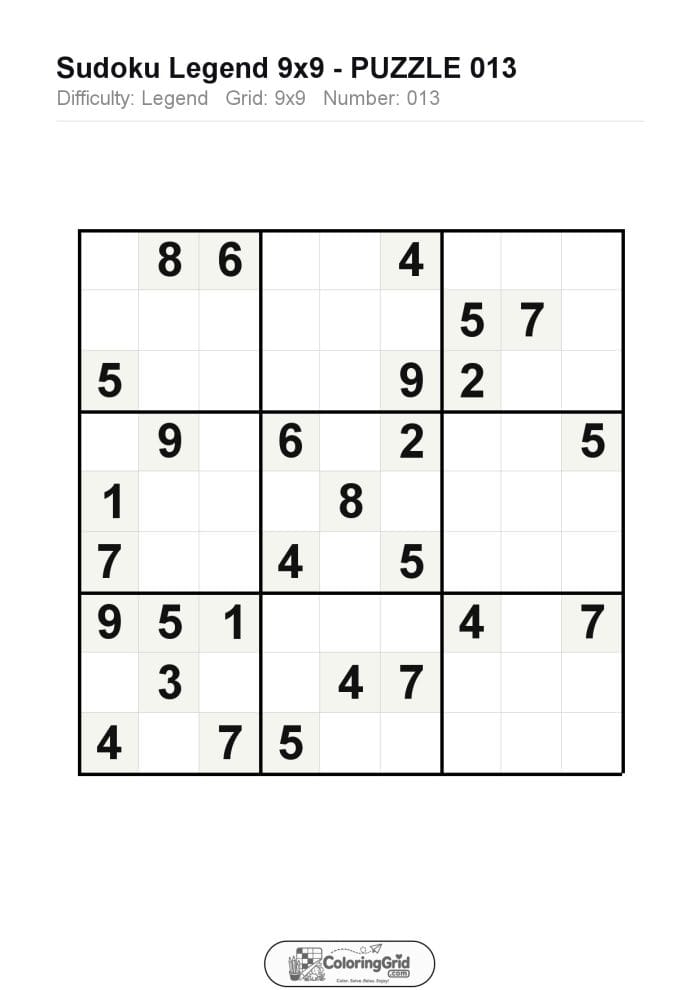 Sudoku LEGEND 9x9 Puzzle 013