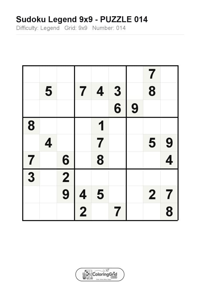 Sudoku LEGEND 9x9 Puzzle 014