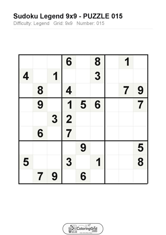 Sudoku LEGEND 9x9 Puzzle 015