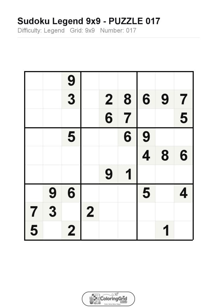 Sudoku LEGEND 9x9 Puzzle 017