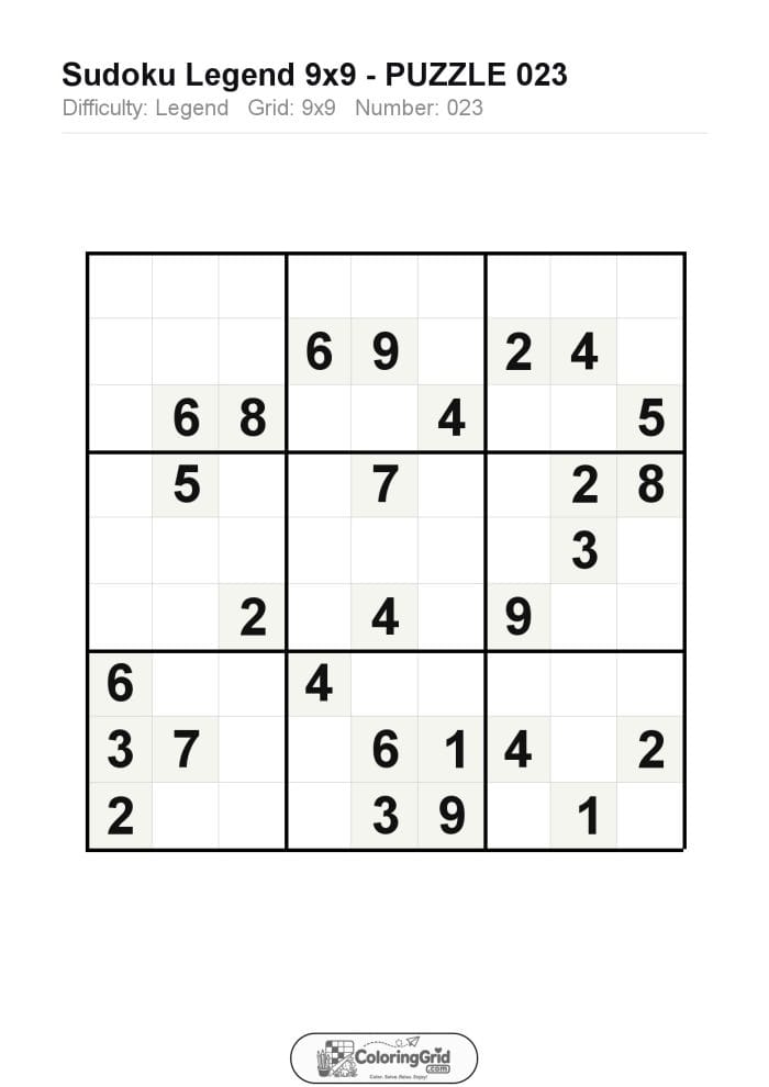 Sudoku LEGEND 9x9 Puzzle 023
