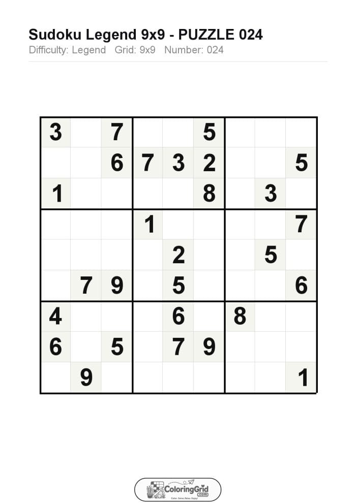 Sudoku LEGEND 9x9 Puzzle 024